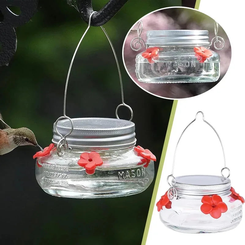 🎉 Beautiful Plastic Jar Hummingbird Feeder W/ Four Ports