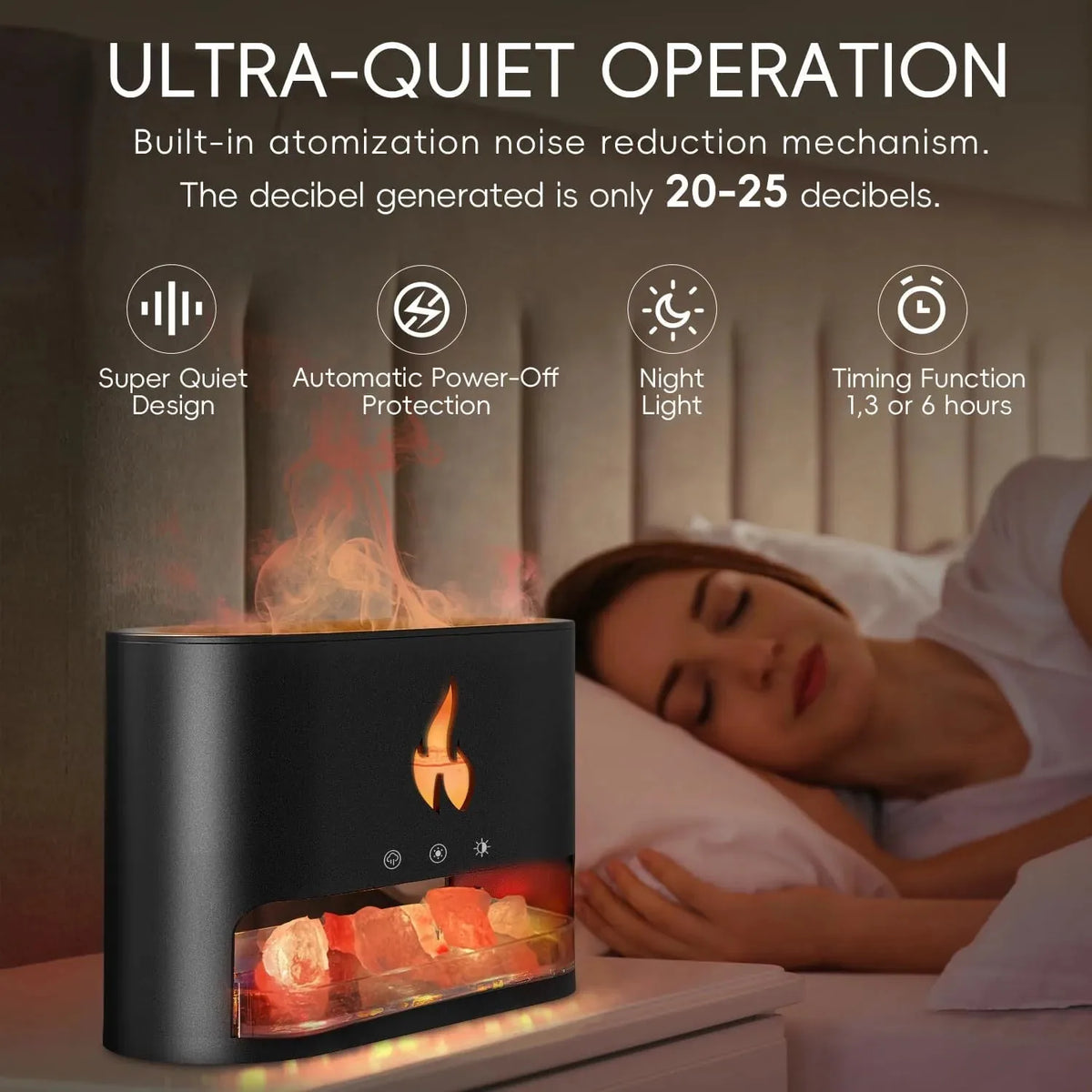 Himalayan Salt Fireplace Humidifier Lamp