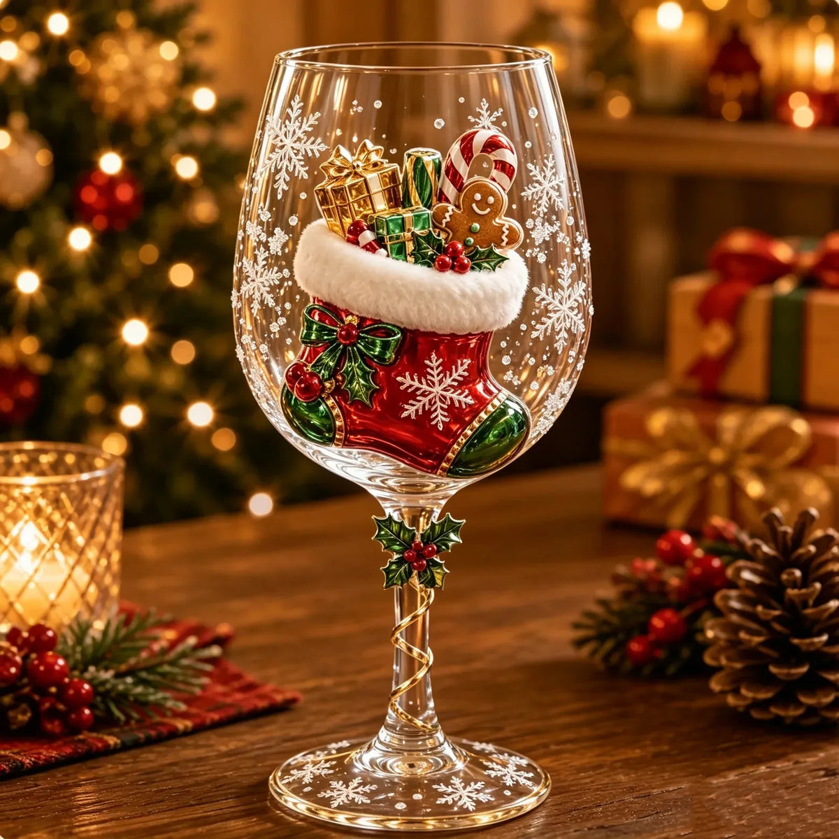 🔥 🥂Christmas 3D Wine Glass Collection Gift Box Set ✨
